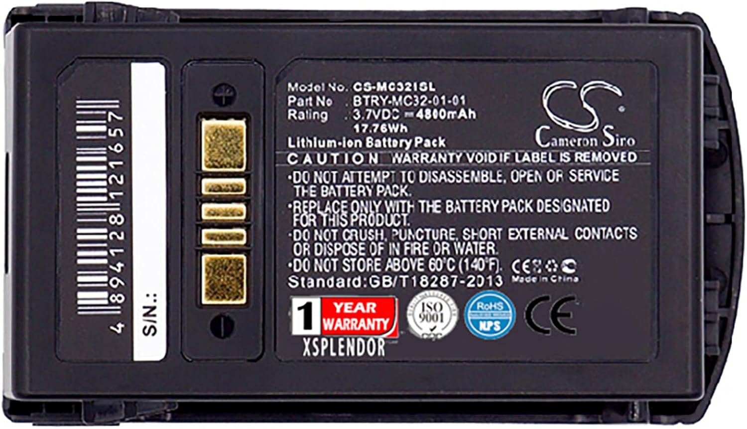 Replacement Battery for Motorola MC3200 MC32N0 Part NO BTRY-MC32-01-01 MC32N0-S BTRY-MC32-52MA-10