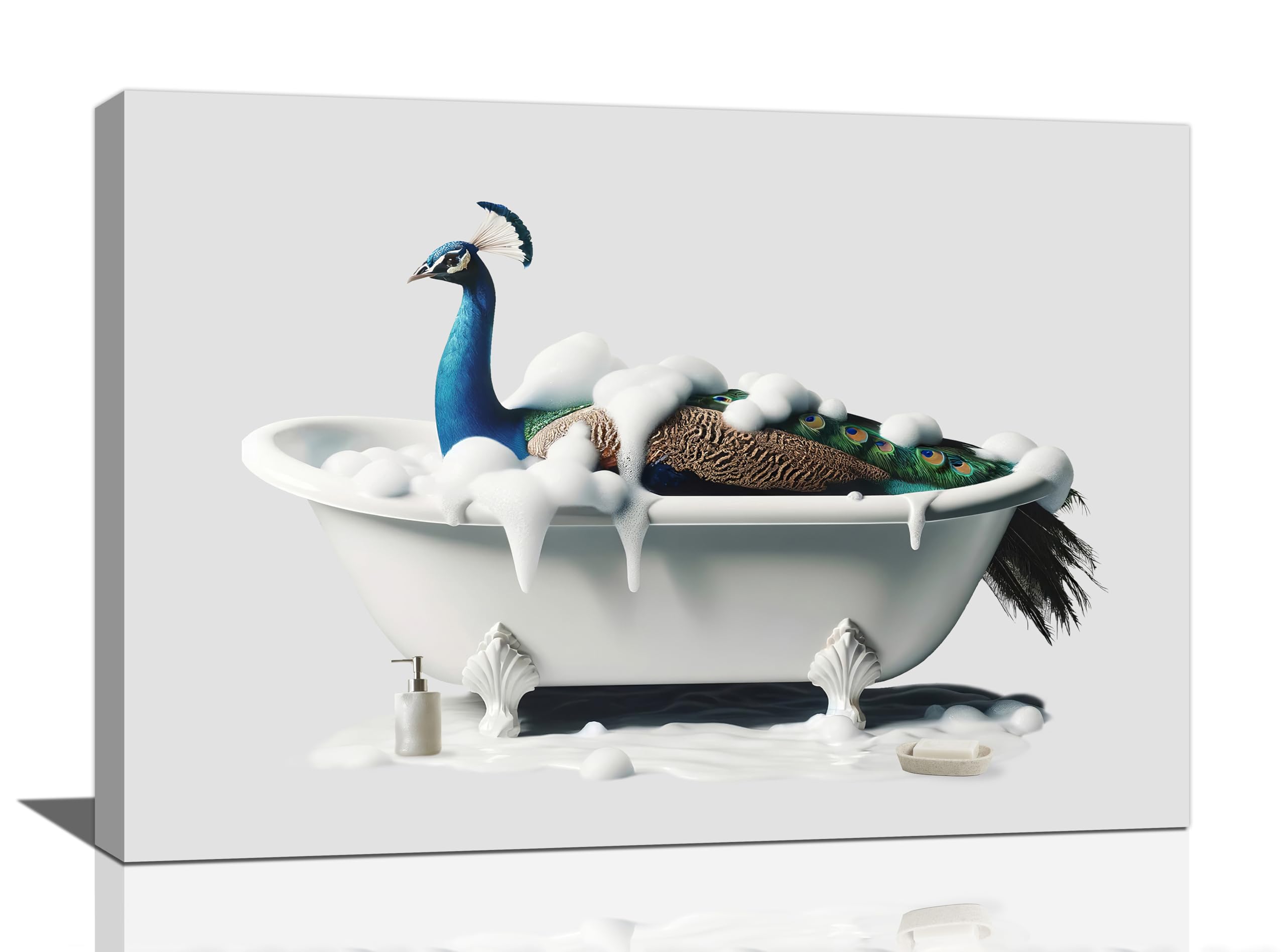 Peacock Wall Art Peacock Bathroom Pictures Wall Decor Bathroom Canvas Prints Aesthetic Decorations Painting Framed Artwork Office Home Decor For