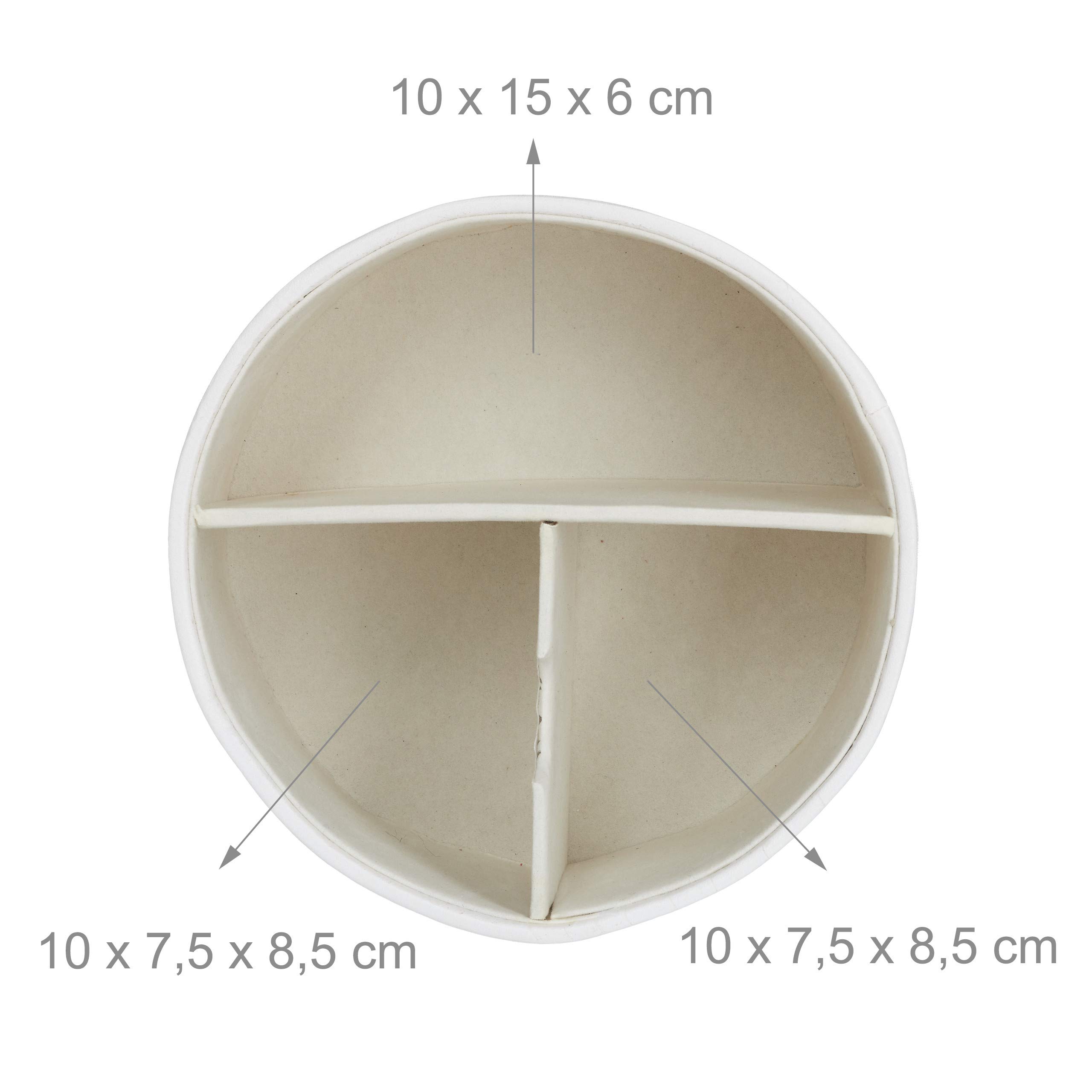 relaxdays Portapenne, Rotondo, 3 Scomparti, Organizer per Casa e Ufficio, in Similpelle, H x D: 11,5 x 16 cm, Crema