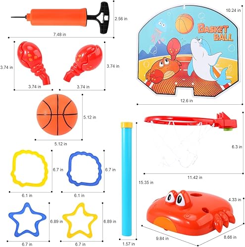 Miniatura 4 de Aro de baloncesto para niños pequeños, juego de juguetes deportivos 2 en 1 para niños, juego de lanzamiento de anillos con sonido musical, aro de