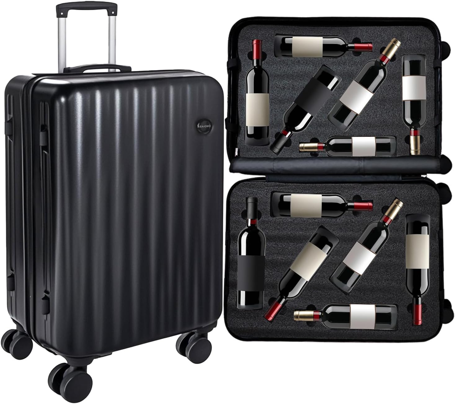 2025 Upgraded Wine Suitcase for Airplanes 12 Bottle, Thickened Wine Luggage for Airplane Travel with TSA Approved Lock and 360֯ Rotating Wheels, Wines Travel Suitcase with Removable Insert