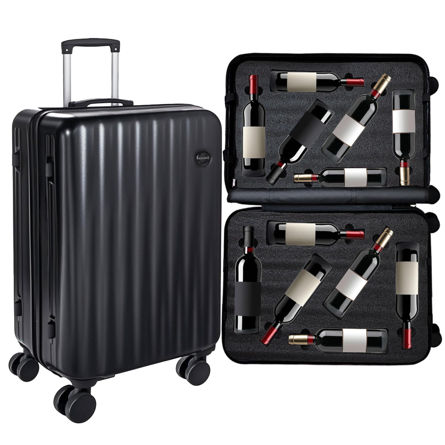 Keaiomo 2025 Upgraded Wine Suitcase for Airplanes 12 Bottle, Thickened Wine Luggage for Airplane Travel with TSA Approved Lock and 360֯ Rotating
