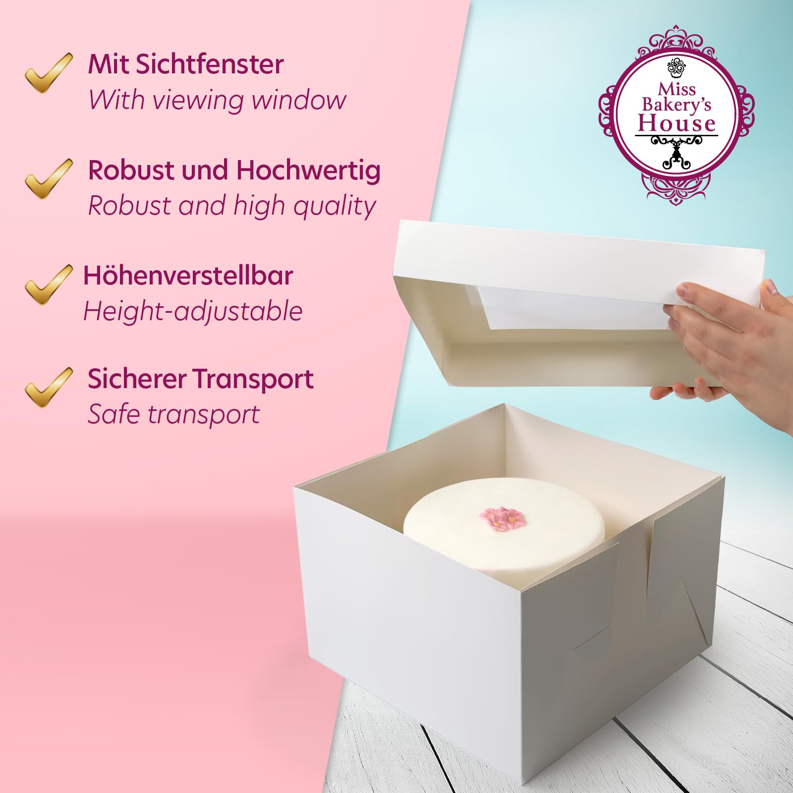 Miss Bakery’s House Cake Drum – 30 Cm, 12 Mm Dick, Gold, 5 Stück, Tortentransport