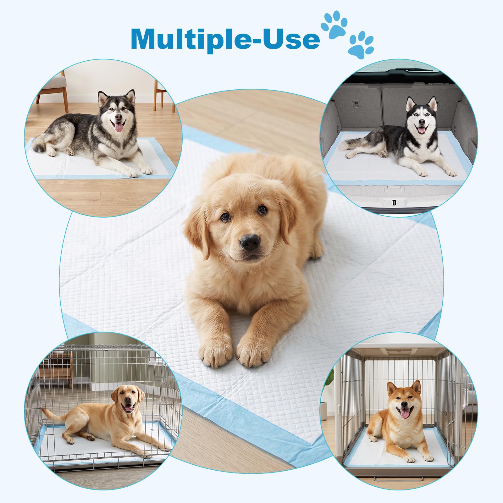 Ownpets Tapis de dressage pour chien, 90 x 80 cm, lot de 40 tapis anti-fuite à 6 couches avec surface à séchage rapide pour animaux domestiques, chiots, adultes, chiens malades et vieillissants