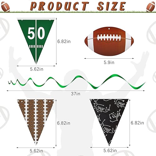 Miniatura 2 de Chinco Juego de 26 decoraciones de fiesta de fútbol, 2 banderines de fútbol, 24 piezas de remolinos colgantes con temática de fútbol americano para