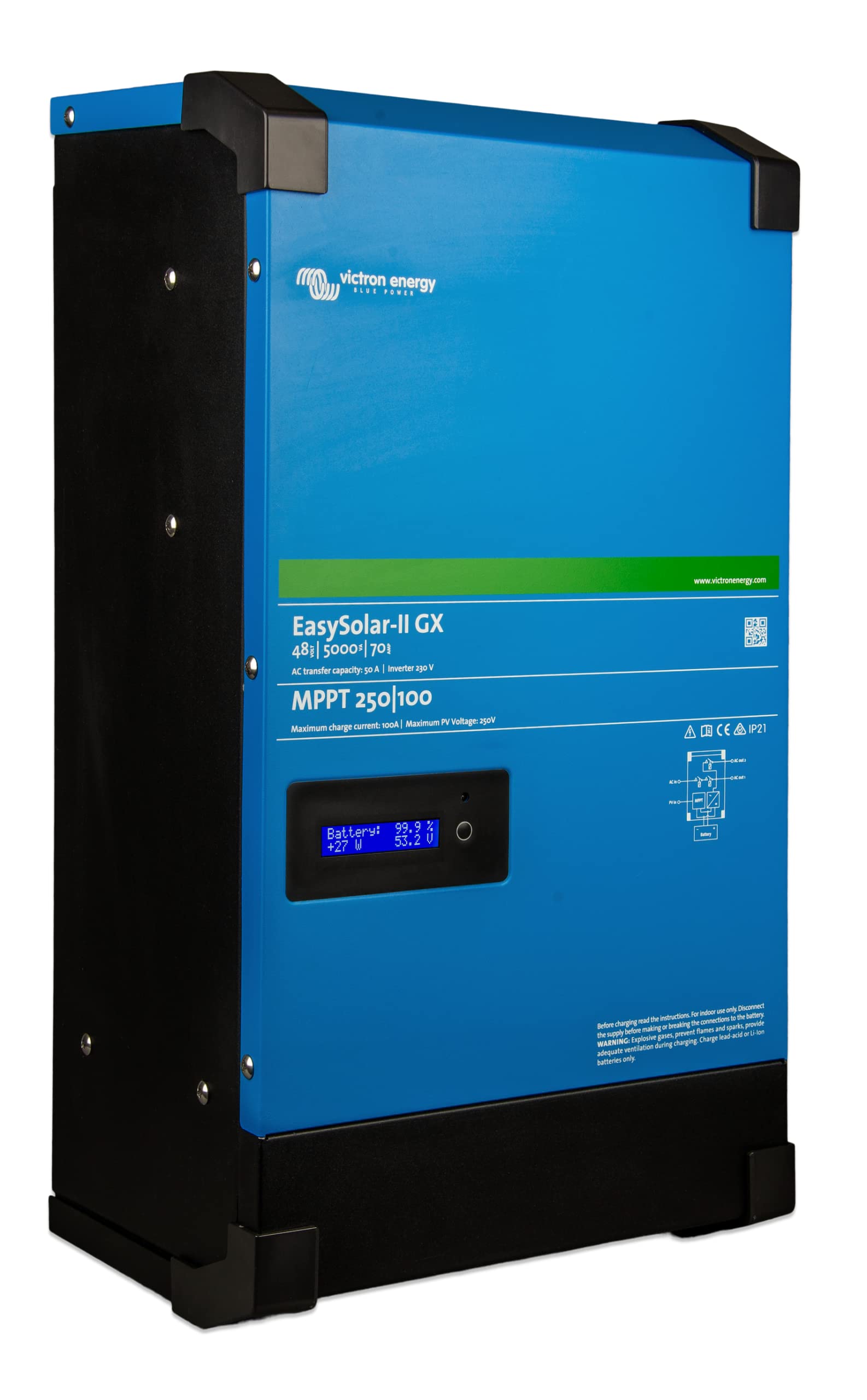 Victron Energy EasySolar-II GX 5000VA 48-Volt 230V Wechselrichter 70 Amp Batterie Ladegerät und Solar Ladegerät MPPT 250V 100 Amp