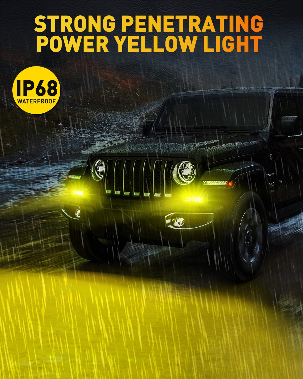NAOEVO 7inch Yellow LED Light Bar, 240W 24,000LM Offroad Fog Light Driving Lights LED Pods Yellow Spot Flood Combo Beam