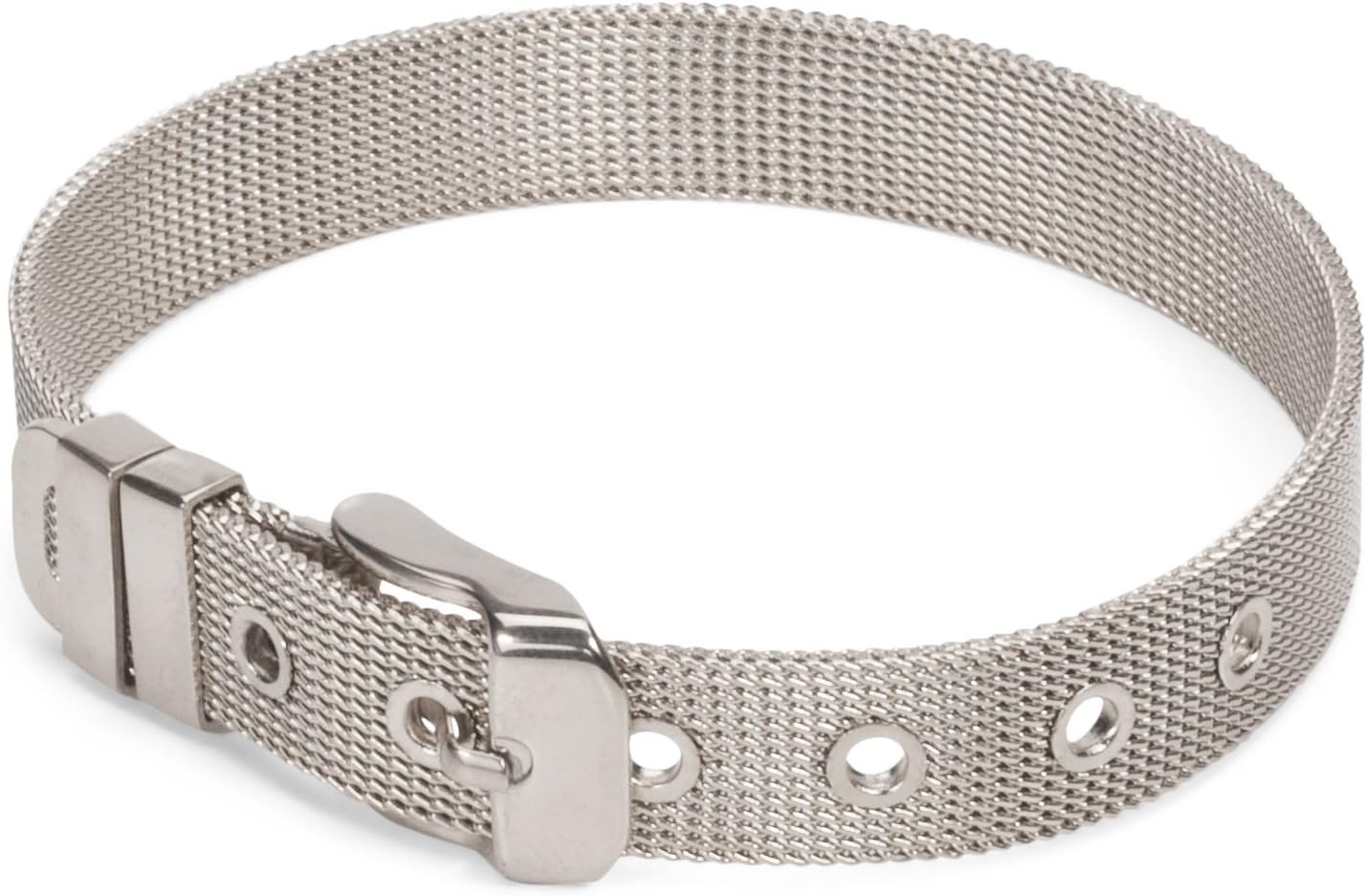 Mesh Chain Bracelet - 8.5" Adjustable Closure Wrap Band in Gold & Silver Stainless Steel - Women's Fashion Jewelry (Silver)