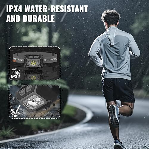 Miniatura 9 de Faro de campamento de doble potencia (recargable3 pilas AAA incluidas), lámpara LED de atenuación de luz de cabeza impermeable 60 ajustable, 9 modos