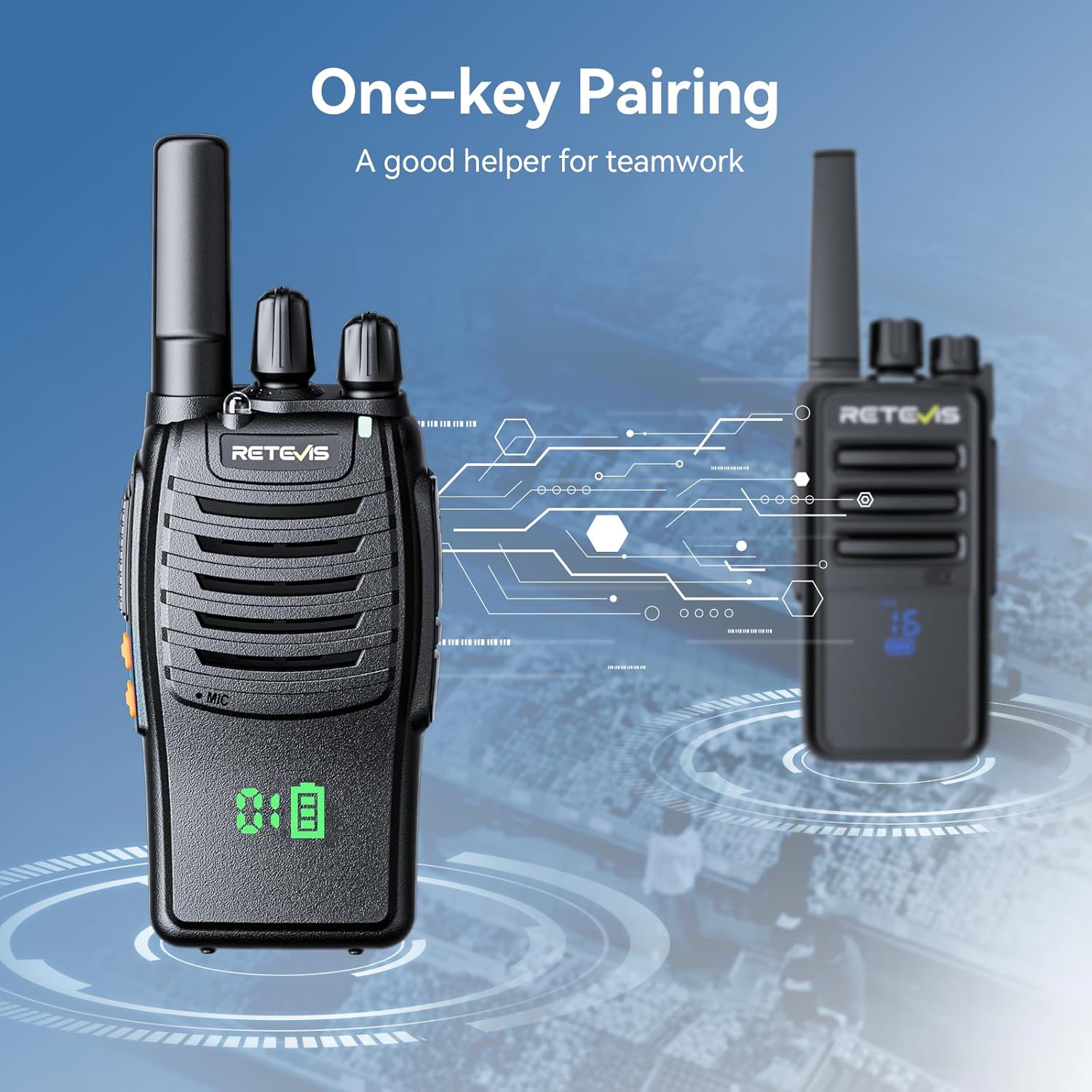 Retevis H-777H Walkie Talkies with Earpiece,2 Way Radio Long Range, Hidden Screen,USB-C Charging,Emergency Alarm,Portable FRS Two-way Radios with Base Station for Consumer Services Healthcare(10 Pack)