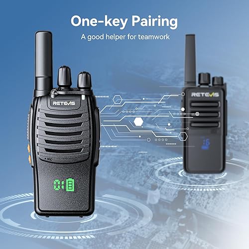 Miniatura 7 de Retevis H-777H Walkie Talkies con auricular, radio de 2 vías de largo alcance, pantalla oculta, carga USB-C, alarma de emergencia, radios