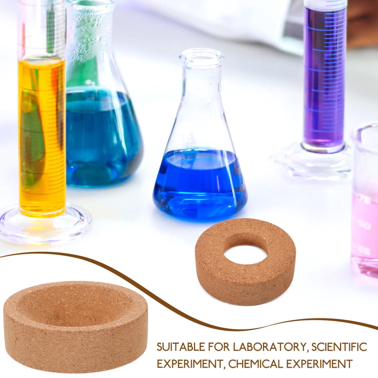 MAGICLULU Support En Liège Pour Flacon à Fond Rond 100 Mm Porte-bouchon De Flacon De Laboratoire 150-250 Ml Accessoire Résistant Haute Température Pour Usage En Laboratoire