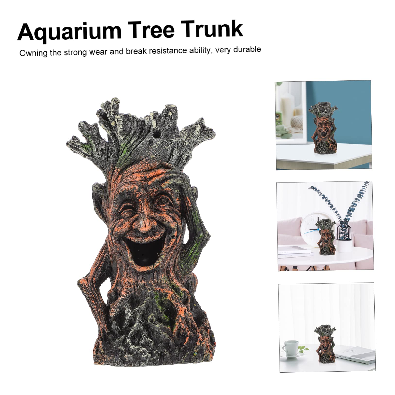 Décoration Aquarium Résine Tronc Arbre Artificiel Visage Souriant Homme Mort Accessoire Aménagement Paysager