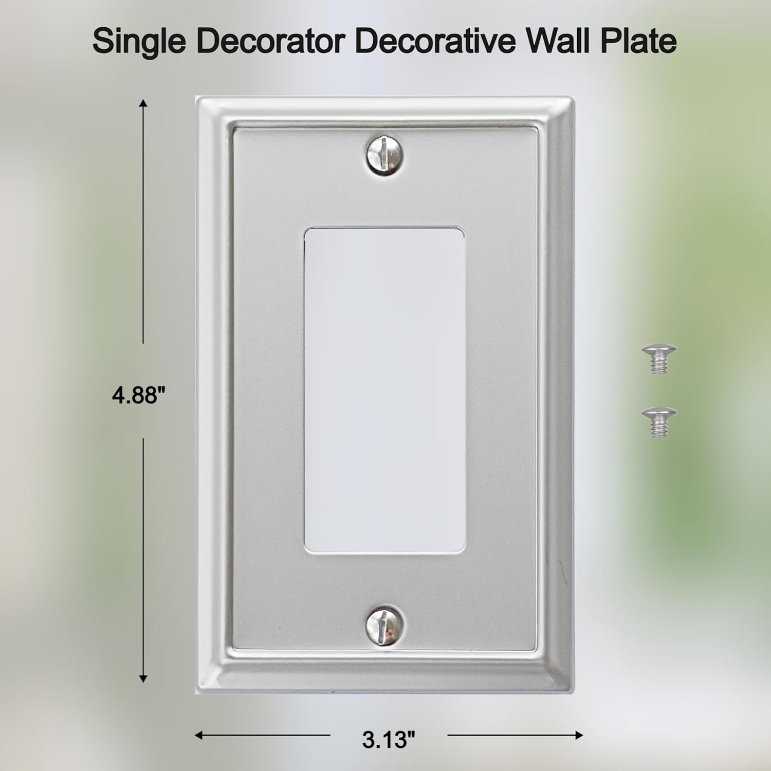 OKAWYC Single Decorator Light Switch Cover Aria Metal Wall Plate, 4-Pack Brushed Nickel 1 Gang Single Rocker, for Receptacle Dimmer Switch GFCI Outlet, Switch Cover Decorative Wallplate, Durable