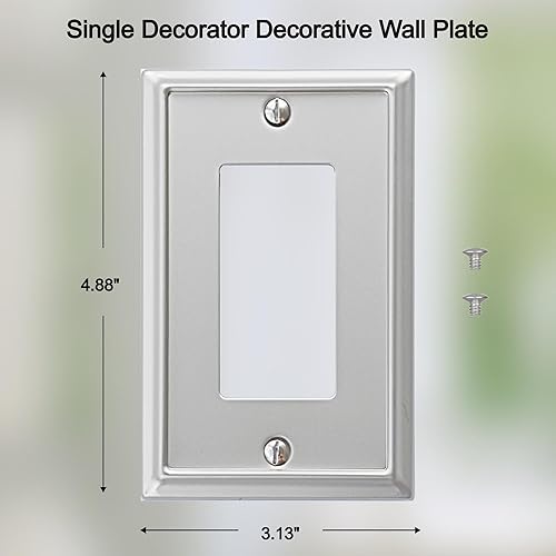 Miniatura 2 de OKAWYC Aria - Placa de pared metálica para interruptor de luz de decoración individual, paquete de 4 unidades, níquel cepillado de 1 banda,