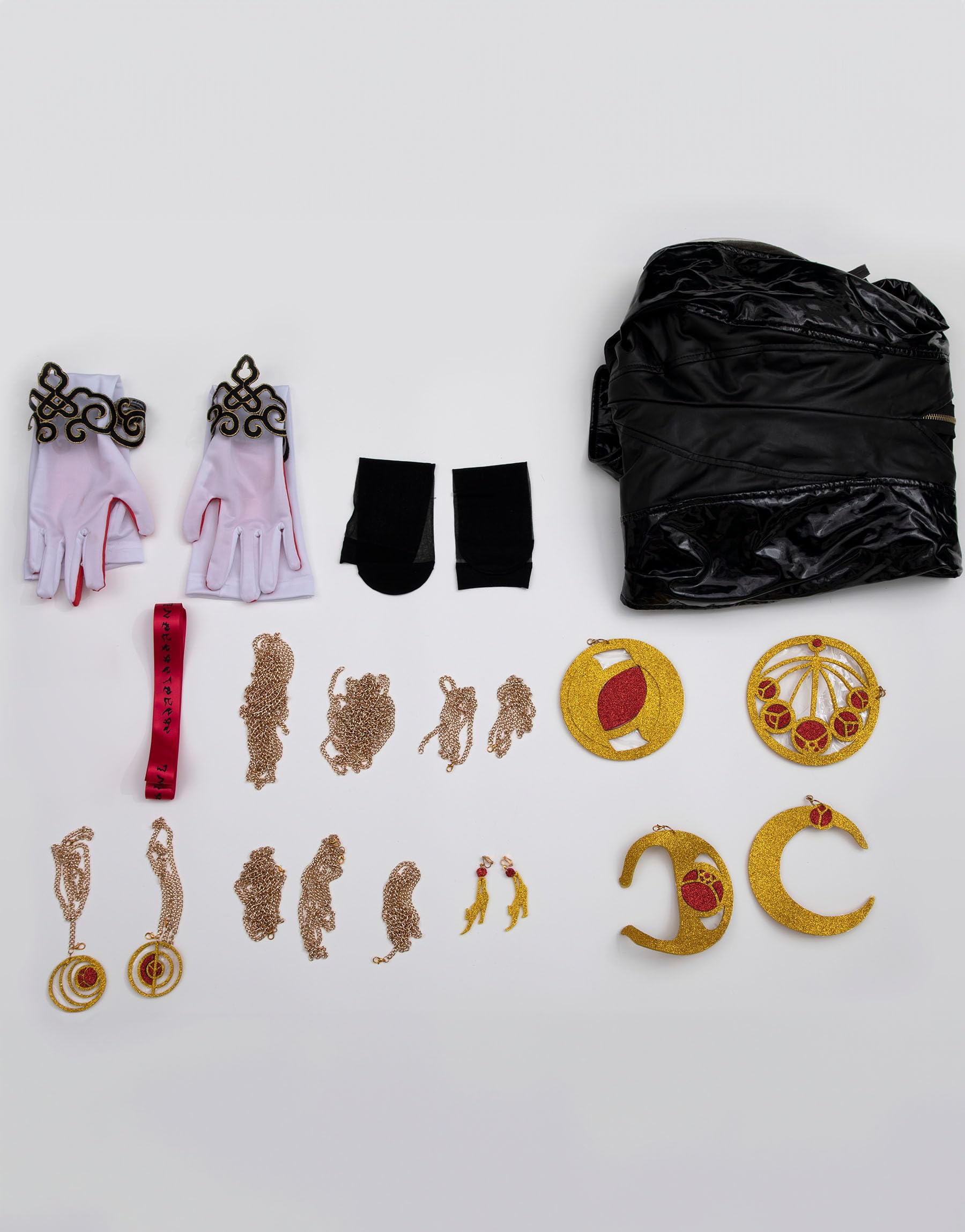 miccostumes Women's Costume Witch Cosplay Backless Bodysuit Gloves with Chains and Socks: Medium