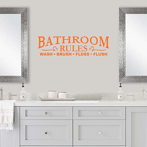 Adhesivo decorativo para pared de baño  Calcomanías de baño  Reglas de baño Cepillo de lavado de hilo dental para pared de baño  Naranja