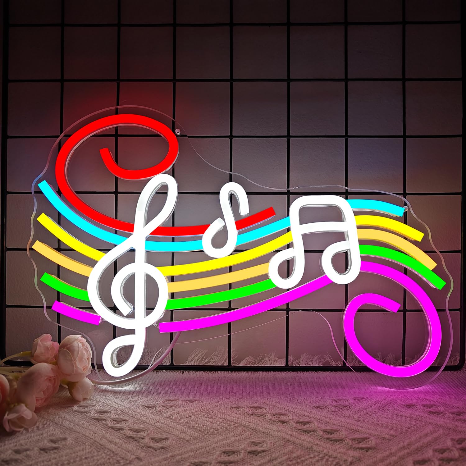 Ajoyferris Music Neon Sign Musical Staff Note Led Wall Decor Dimmable Music Studio Decor neon light sign for Classroom Bedroom Gifts for Teacher Students Kids