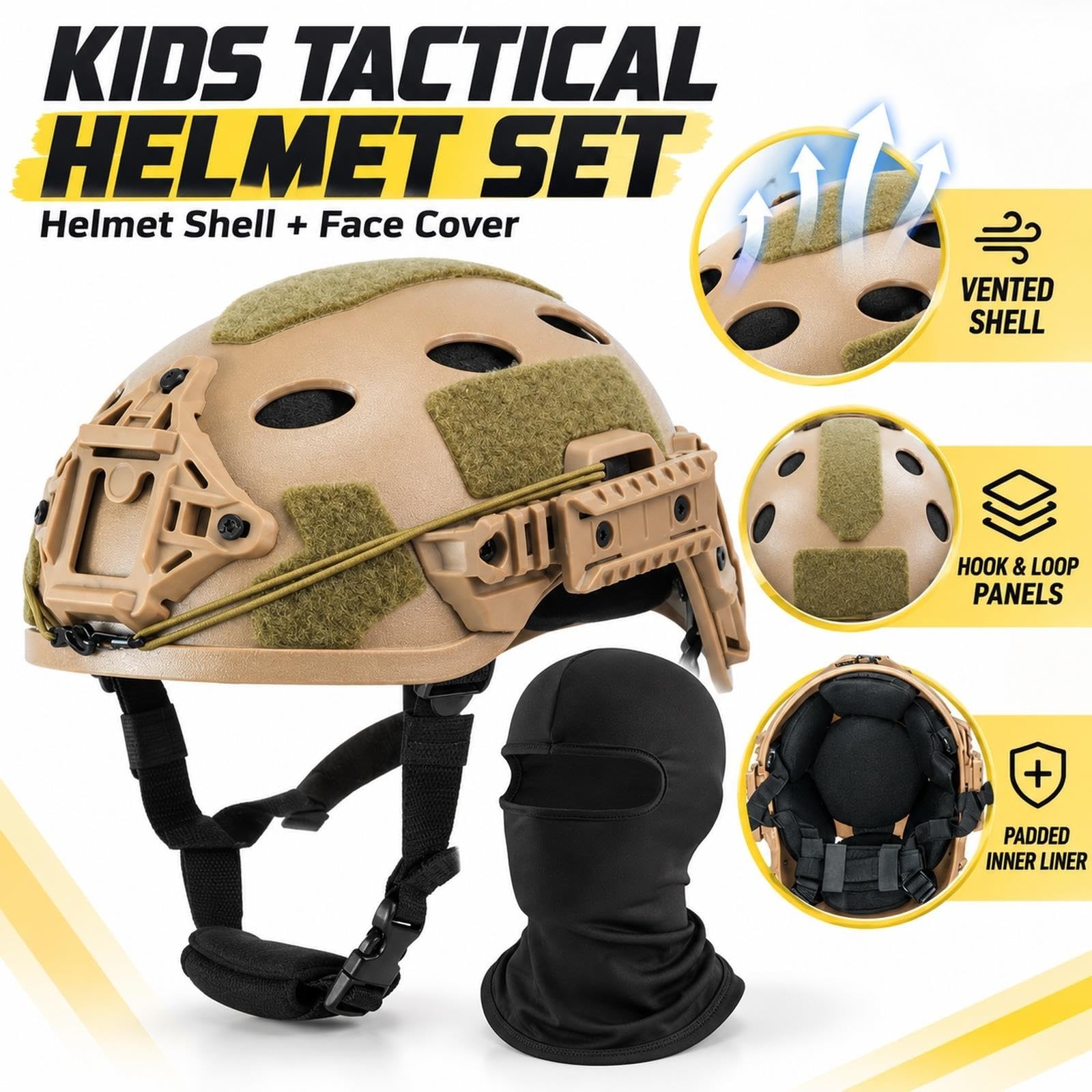 Casco Cosplay Bambini con Modello Quad-Tube e Passamontagna Nero