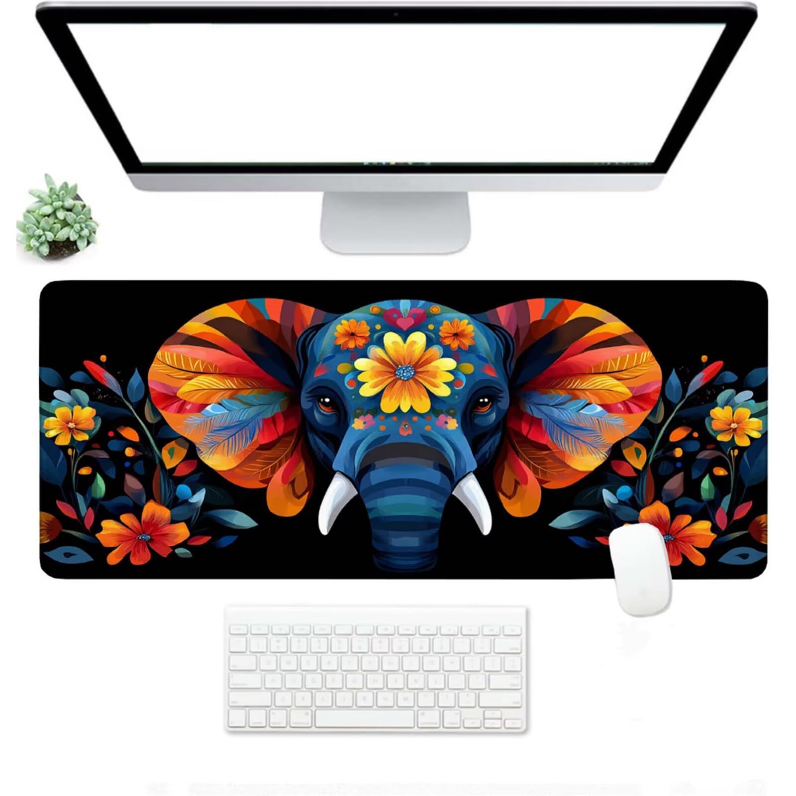 Podkładka pod mysz XXL 1500 x 800 x 3 MM, duża czarna podkładka pod mysz z wodoodporną i gumową antypoślizgową podkładką słoń pod ręką zszyte krawędzie, poprawia precyzję i szybkość dla gracza W-404