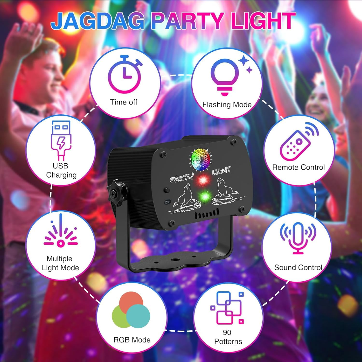 Lampe de Scène LED, Effets Disco Multicolores à Commande Sonore, Mini Projecteur à Facette pour Fête, Soirée, DJ, Disco-Bar, Club, Maison et Noël.
