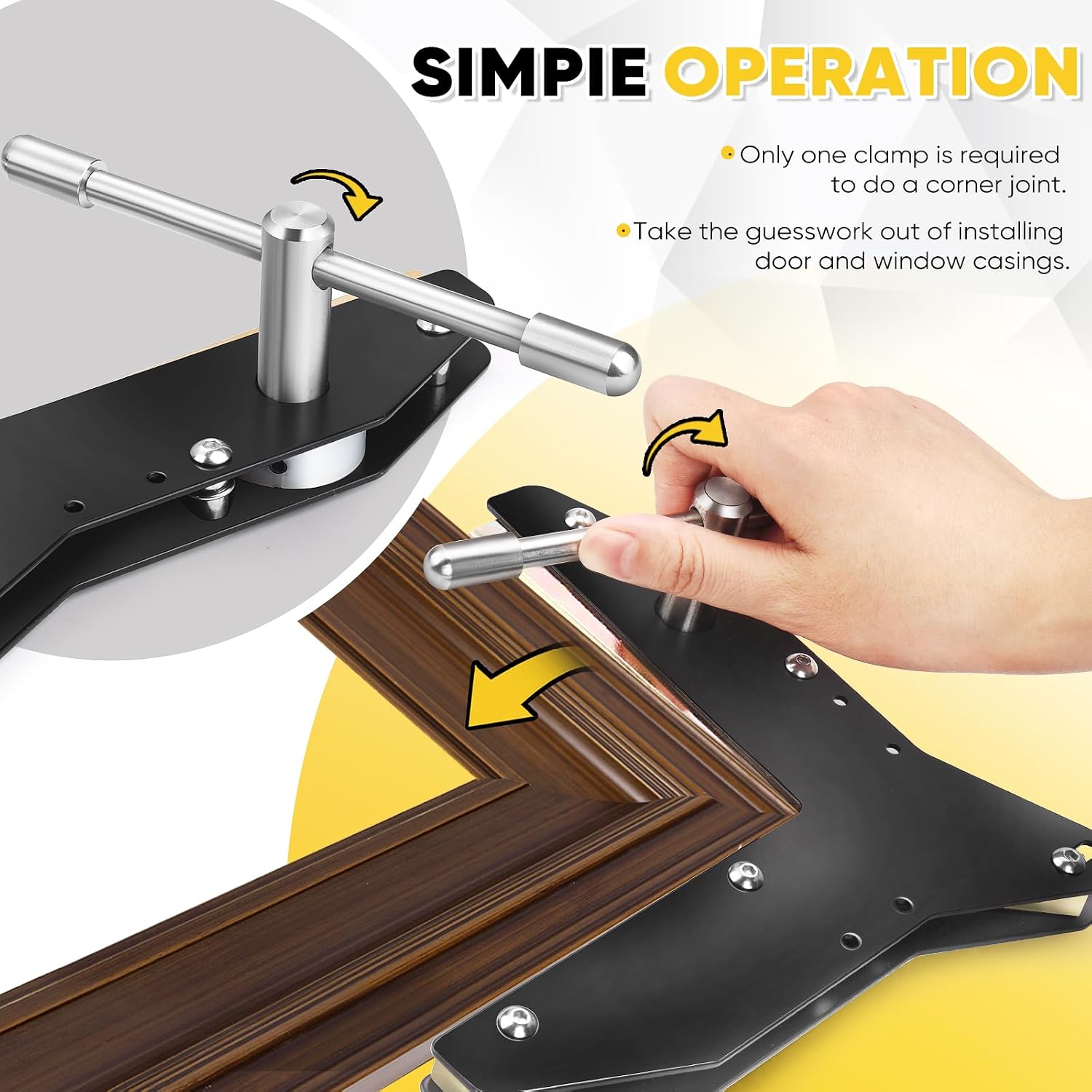 Miter Corner Clamps for Woodworking, 45-Degree Angle Clamps for Door Casing | Window Trim, Picture Frames & Cabinet Trim | Heavy Duty Cam Locking Pin-Grip Hold, Professional Wood Clamps for DIY 1PC