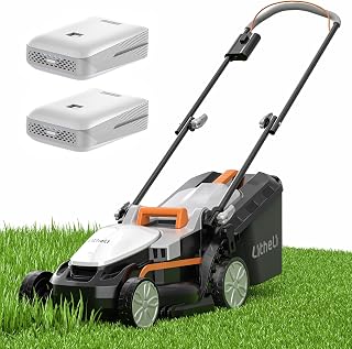 Litheli 13.4" Cordless Electric Lawn Mower with Brushless Motor, 2x4.0Ah Batteries, 2600 Sq Ft Coverage, 8 Gal Bag