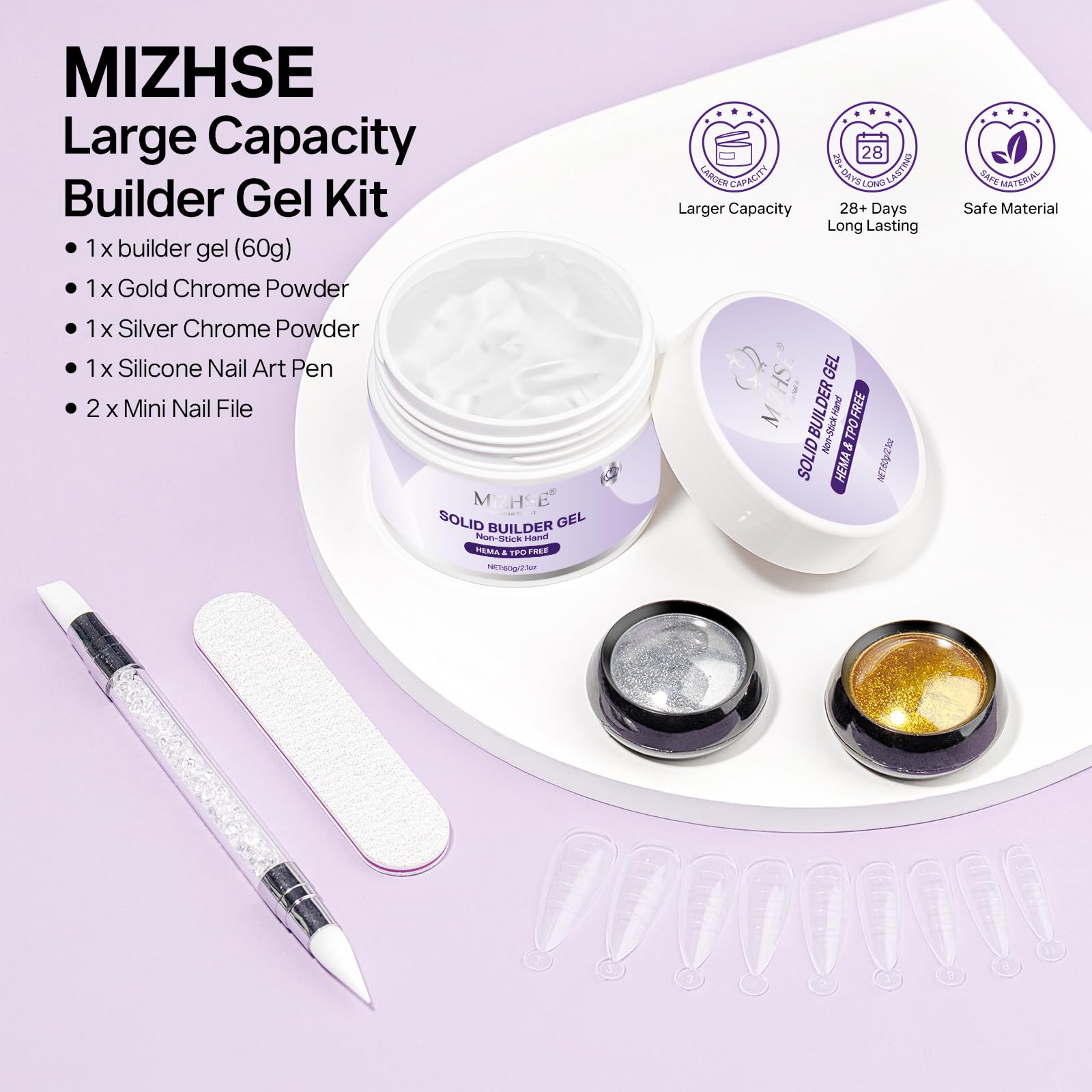 MIZHSE 3D żel do paznokci Art, przezroczysty 3D żel budujący, żel rzeźbiarski bez HEMA i TPO, do kleju do cynku i modelowania, wymaga lampy UV/LED, 60g