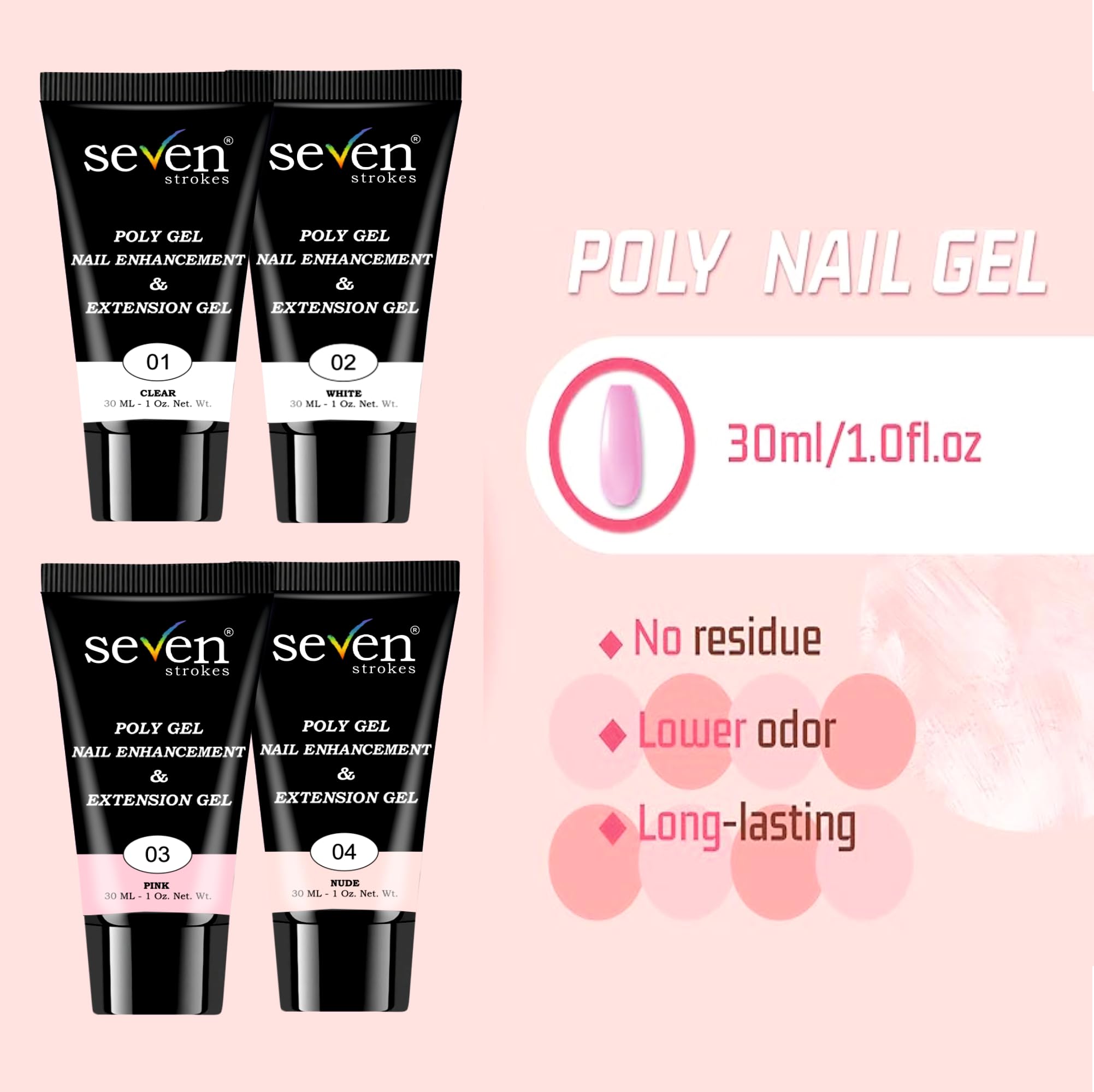 SEVEN STROKES TOXIC FREE I NAIL ART KIT I POLYGEL NAIL KIT I POLYGEL NAIL EXTENTION KIT for Builder Gel UV Nail Art Kit Nail Extension Set ((Nude)) - Image 2 thumbnail