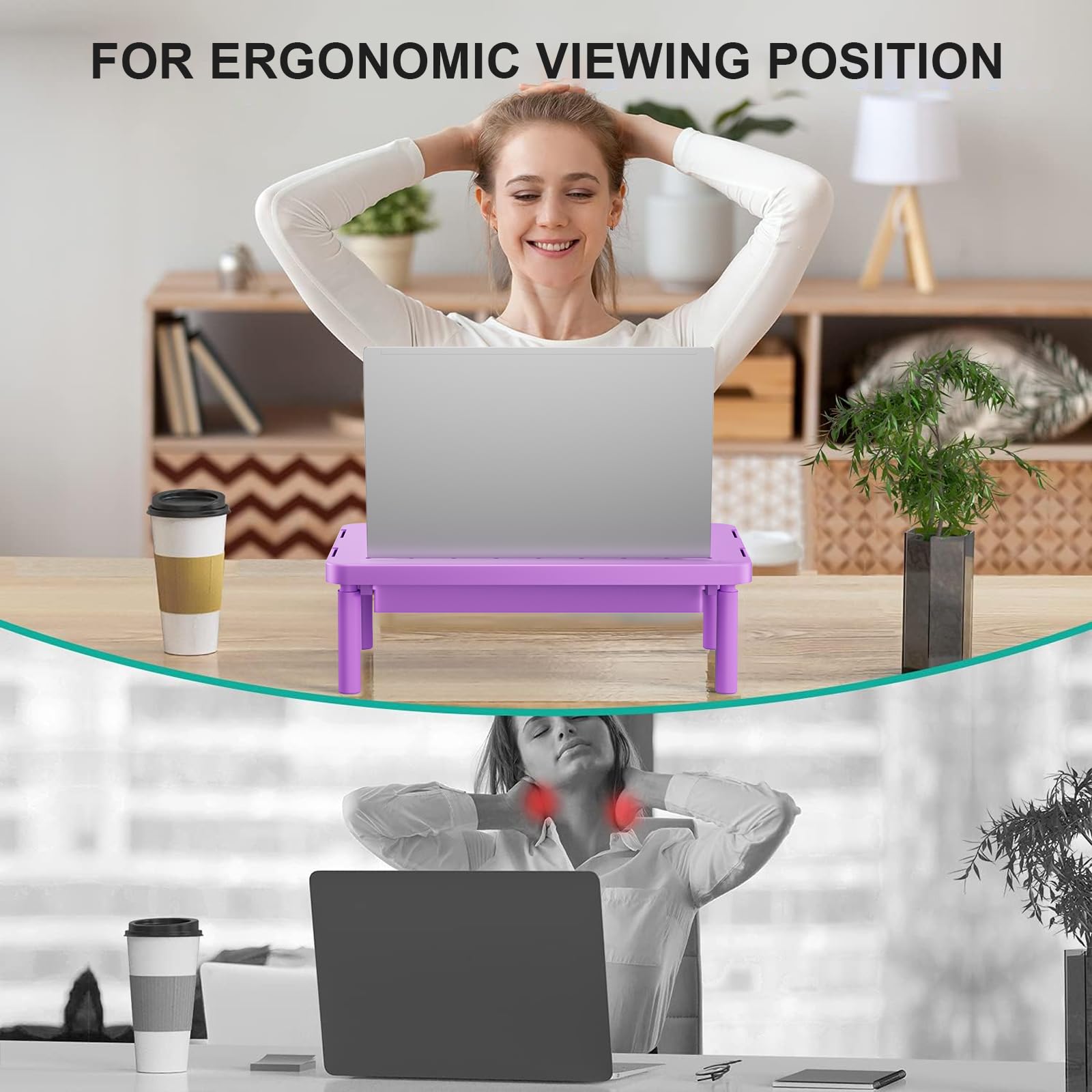 WALI Computer Monitor Stand with Storage, Monitor Riser 3 Height Adjustable view 5