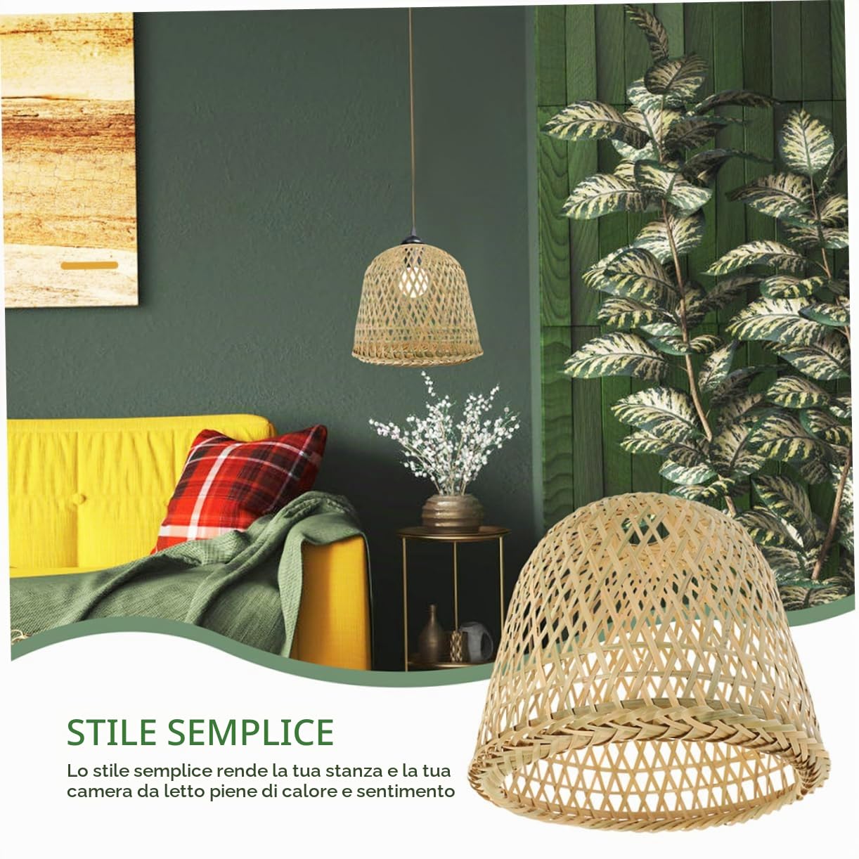 DOITOOL 2 Pezzi Coperchio della lampada da tavolo in bambù lampada da tavolo in vimini decorazioni da appendere per la casa lampadario sospensione lampada sospensione paralume in paglia