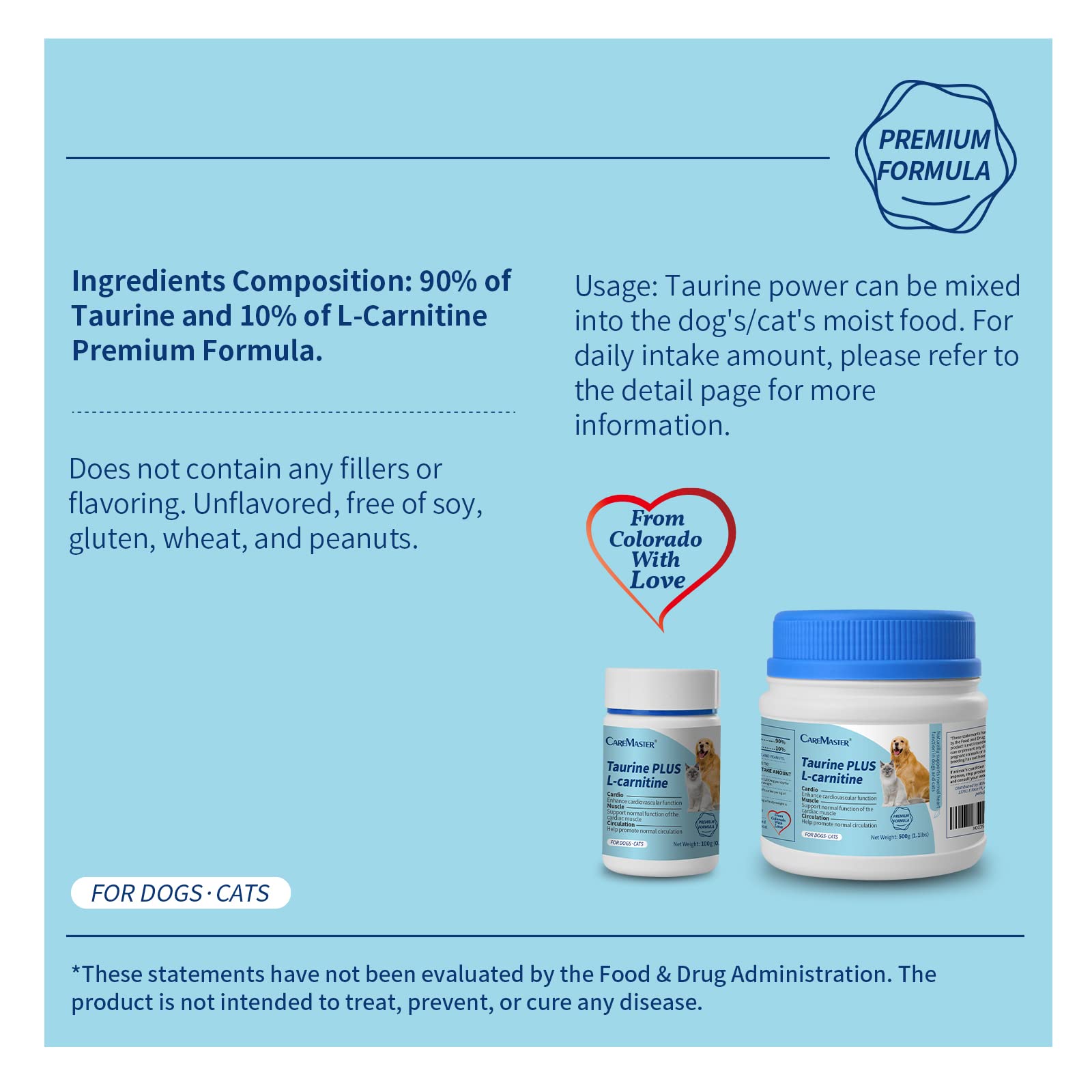 Taurine Plus L Carnitine Powder For Dogs Cats 500g