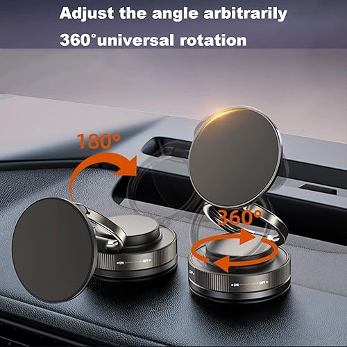 Miniatura 2 de Soporte magnético para teléfono con succión al vacío, soporte magnético ajustable de 360, para cochehogarsuperficie lisa, plegable y retráctil,