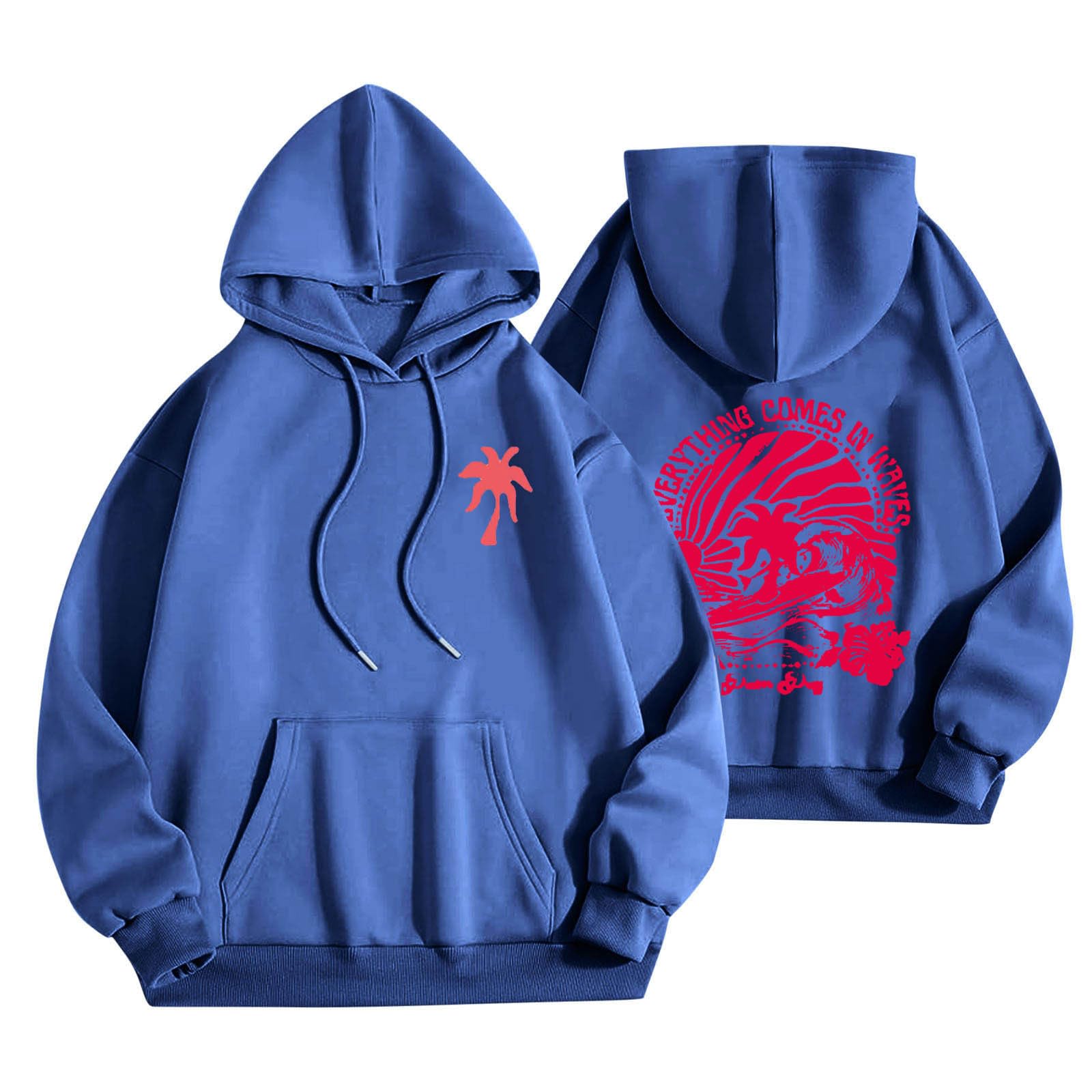 Pink Palm Puff Hoodie for Women Graphic Hoodie Sweatshirts for Teen Girls 2024 Cute Preppy Hoodies Y2k Fall Outfits Pullover Tops with Pockets