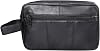 MEN'S GENUINE LEATHER TRAVEL WASH GYM TOILETRY BAG BLACK - 3510