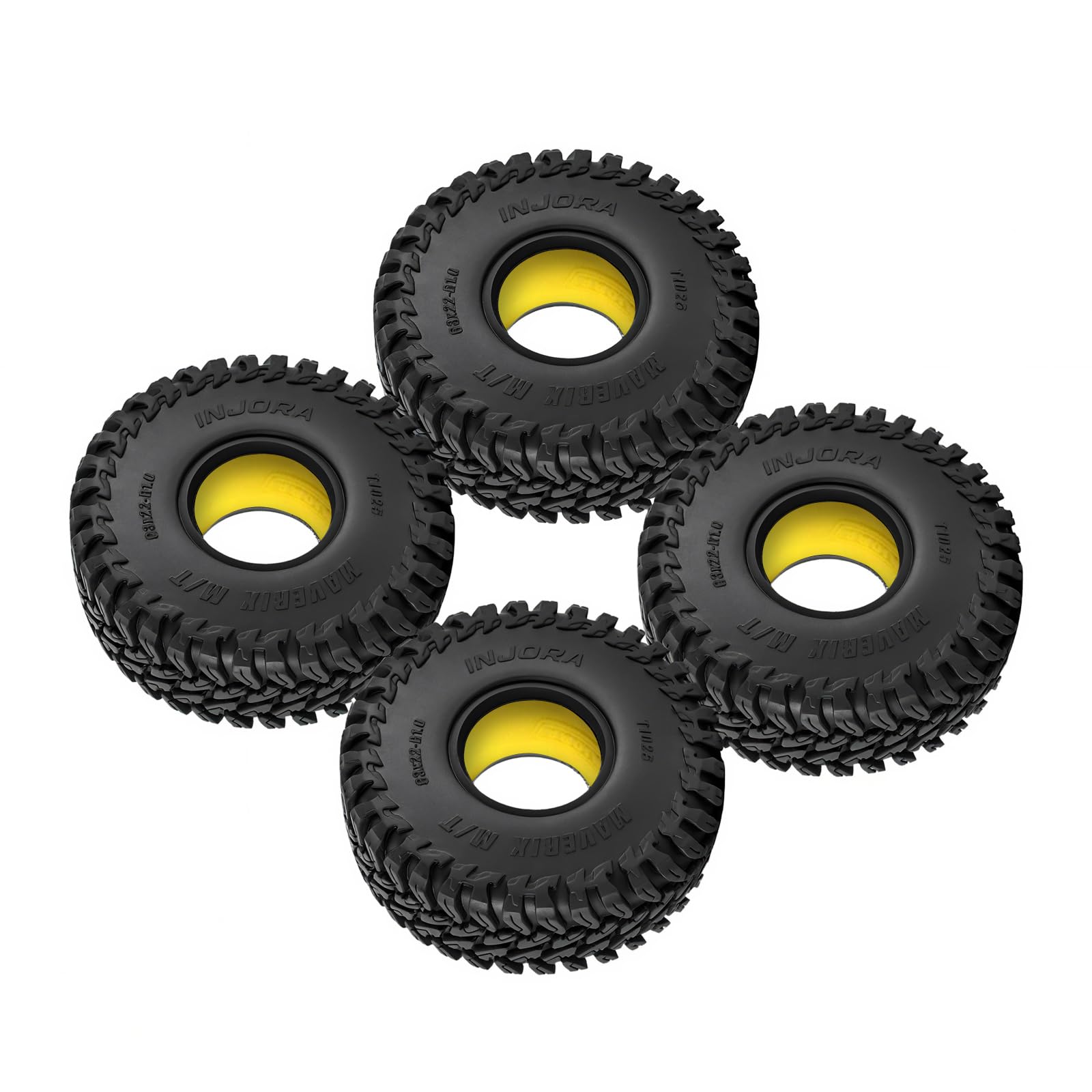 INJORA Pneumatici 63 * 22mm 1.0" MAVERIX M/T e Inserti in Gomma Siliconica per TRX4M SCX24 1/18 1/24 RC Crawlers