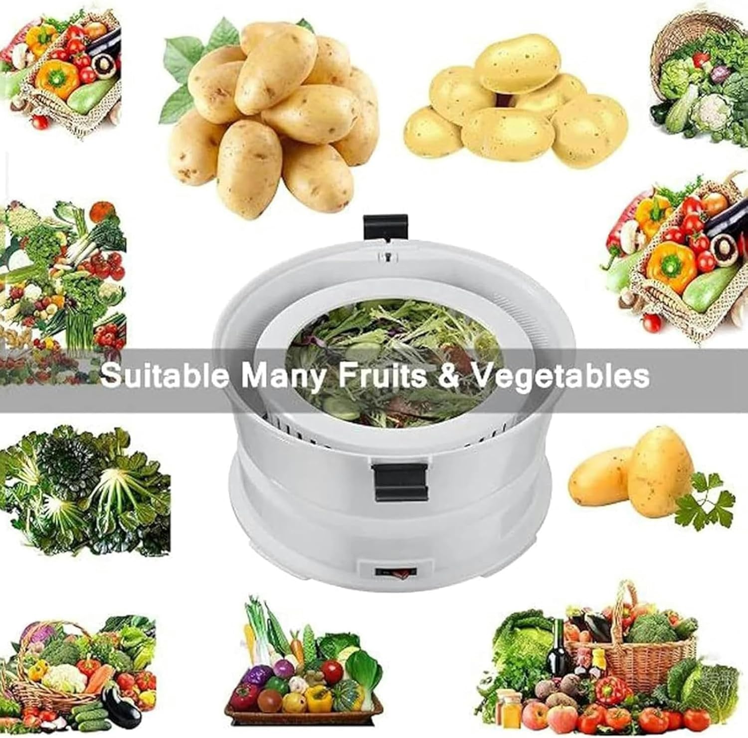 Wzglod 2 in 1 85W Electric Potato Peeler Vegetable Dehydrator, One-Button Drive, for Home Kitchen