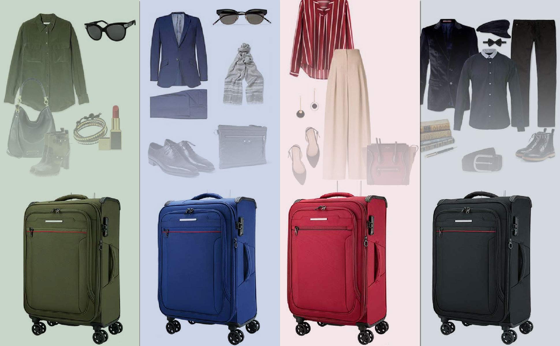 Verage Toledo Weichgepäck 4 Doppelrolle großer Koffer Trolley L-83cm 96-115 L erweiterbar, TSA-Schloss, Weichschale-Reisekoffer Blau