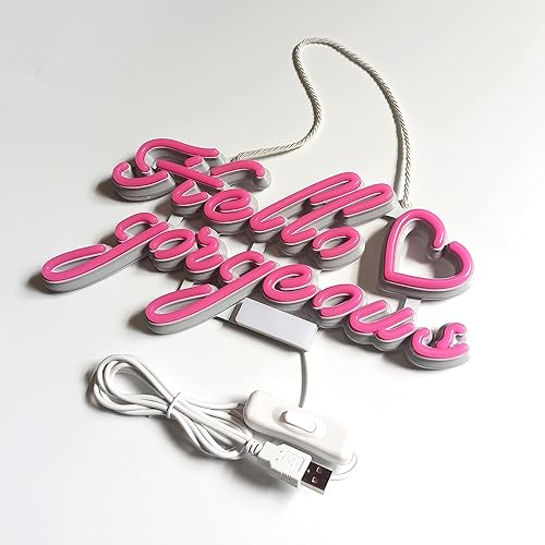 Miniatura 3 de Letrero de neón con texto en inglés "Hello Gorgeous Neón para bar, club, dormitorio, hotel, pub, cafetería, boda, fiesta de cumpleaños, regalos