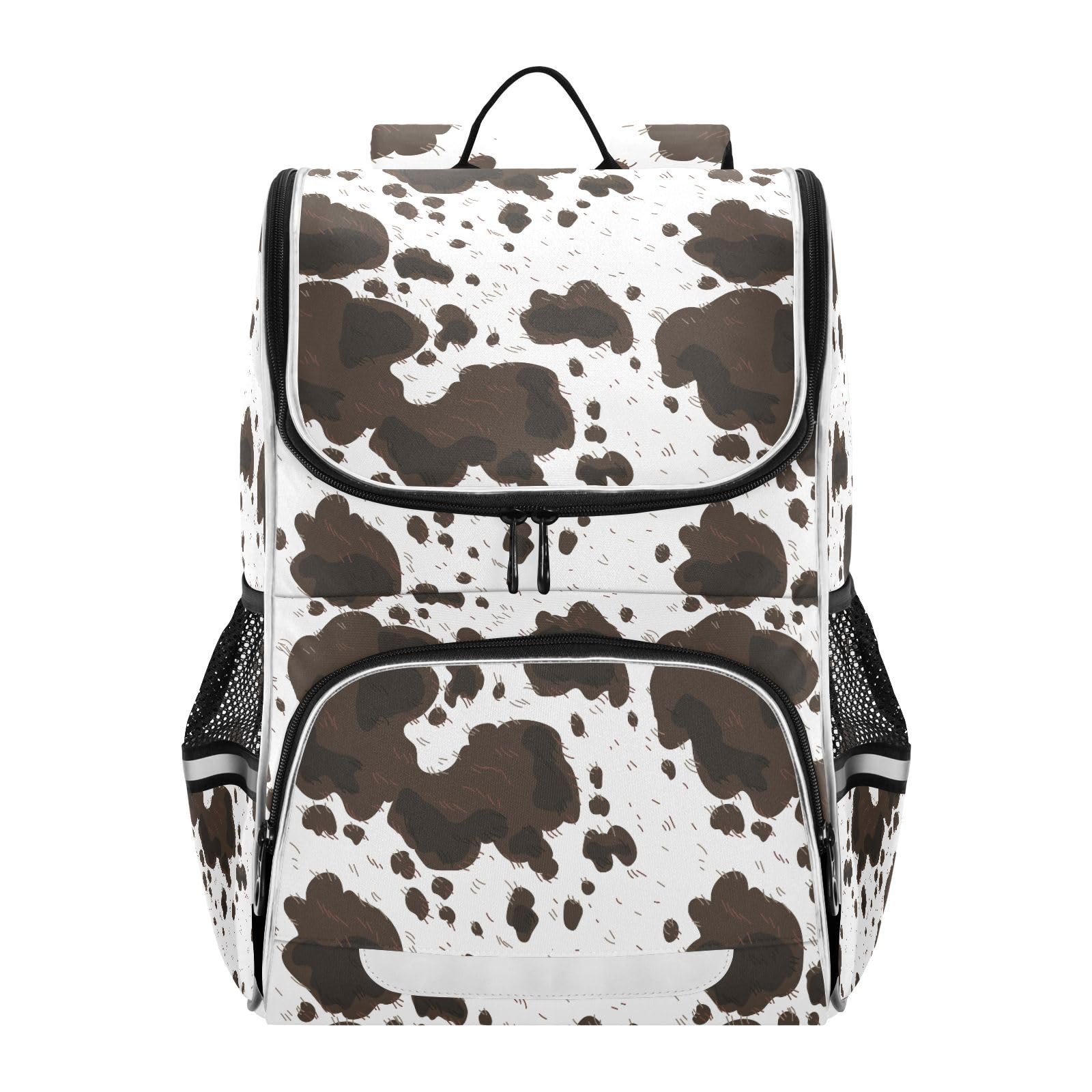 ZAZYXTJ Western Cow Print School Kids Backpack with Reflective Strip for Girls and Boys 6-12 Elementary Student Bookbag Middle School Bags