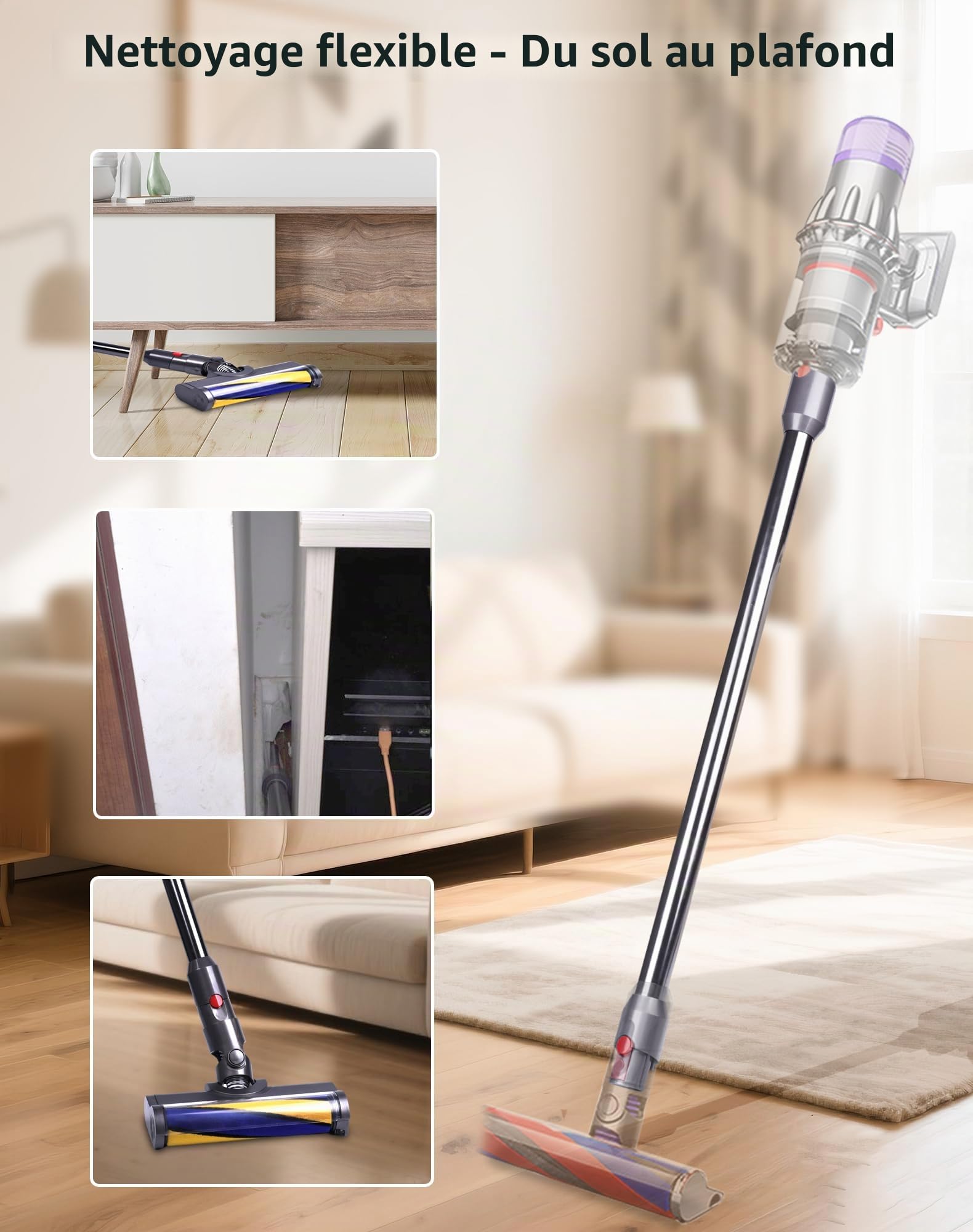 Tube d'extension pour aspirateur Dyson V12 Detect Slim / V10 Digital Slim tube télescopique en aluminium de 29 pouces avec verrouillage rapide – Accessoire de rechange pour tuyau d'aspiration