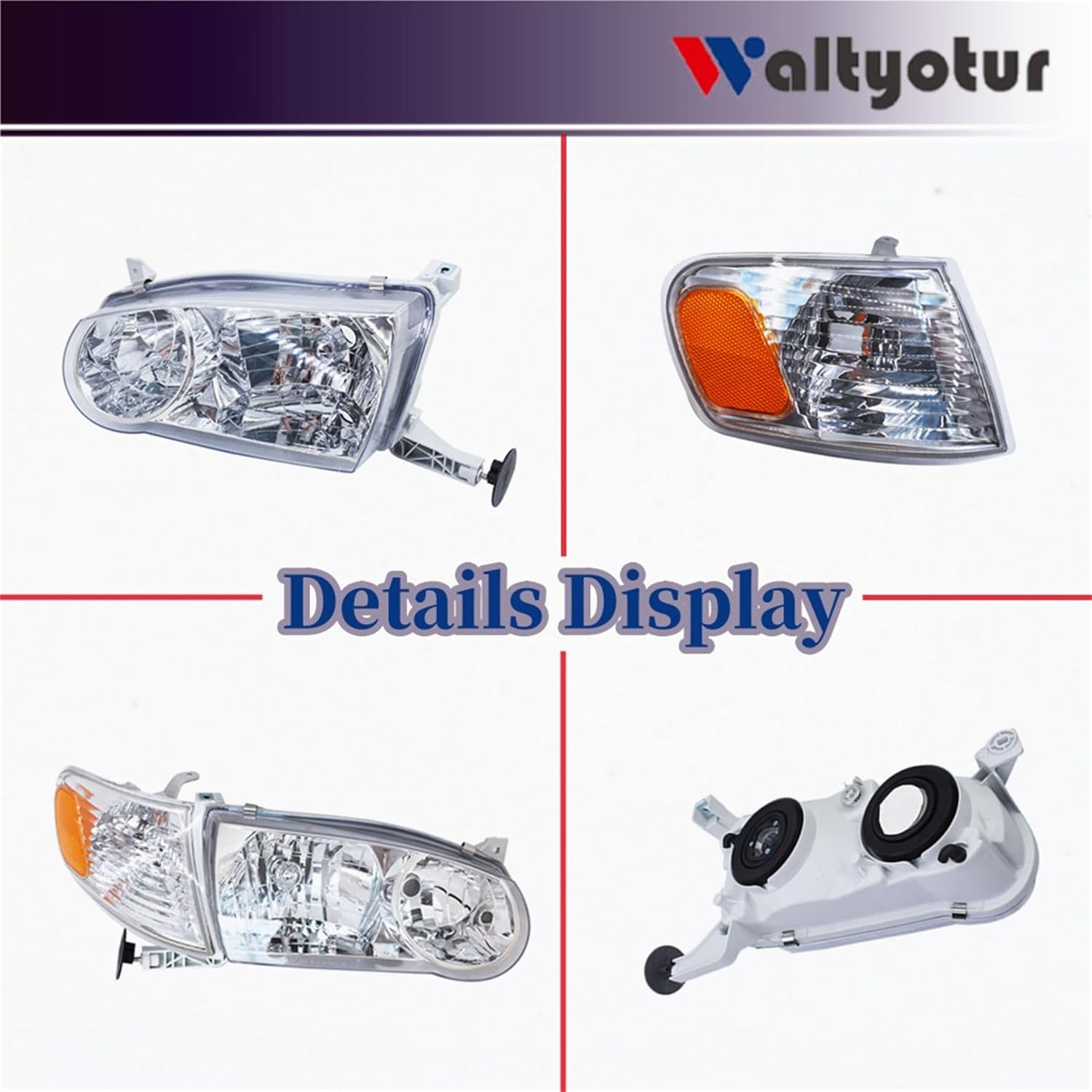 waltyotur Replacement for 2001 2002 Corolla Headlights w/Corner Signal Headlamps Left and Right Side Set