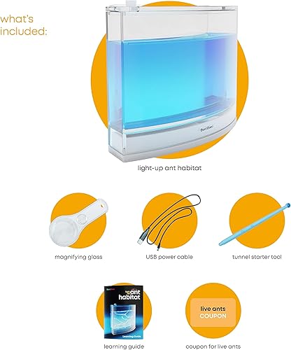 Miniatura 2 de Dan&Darci Kit de terrario de granja de hormigas iluminadas para niños, hábitat LED para hormigas vivas con gel rico en nutrientes, míralas cavar sus