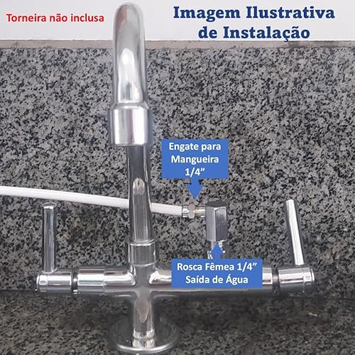 Adaptador Cromado Niple de Bico 90° Rosca Fêmea 1/4 Engate para Mangueira 1/4