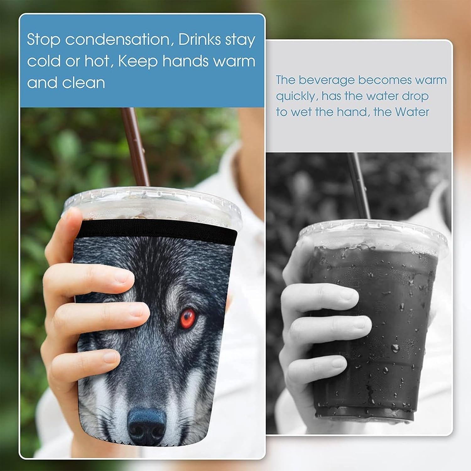 3 Pack Neoprene Cup Sleeves, Stretchy Reusable Drink Cup Cover Universal