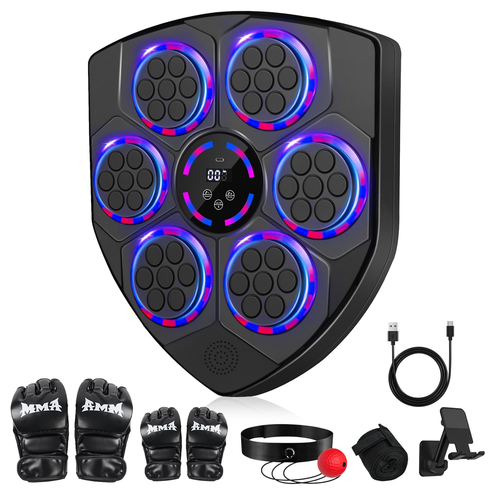 Joellfuner Music Boxing Machine, LED Macchina da Boxe Musicale, Supporto Bluetooth, Conteggio Intelligente, 9 modalità, Boxe Musicale da Parete per l'Allenamento Amatoriale Domestico