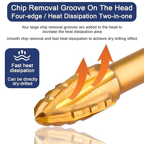 Miniatura 2 de HPHOPE Juego de brocas excéntricas de cuatro flautas mejoradas, 5 piezas, nuevo taladro triangular de carburo ultra duro con vástago hexagonal,