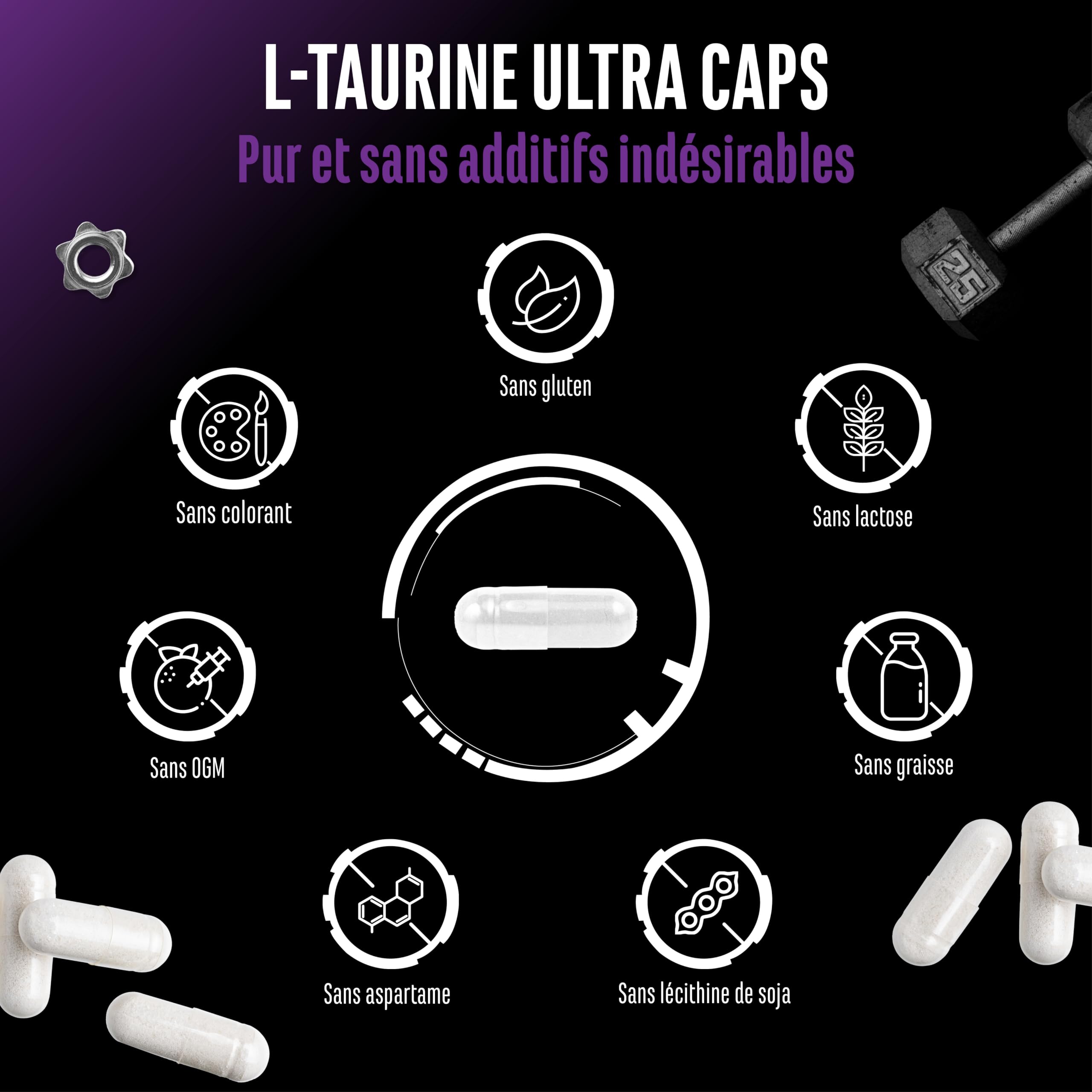 L-Taurin Ultra Caps - 365 capsules - Extra fortement dosé avec 1500 mg par capsule - Acide aminé taurine avec une pureté de 99% - Sans additif indésirable
