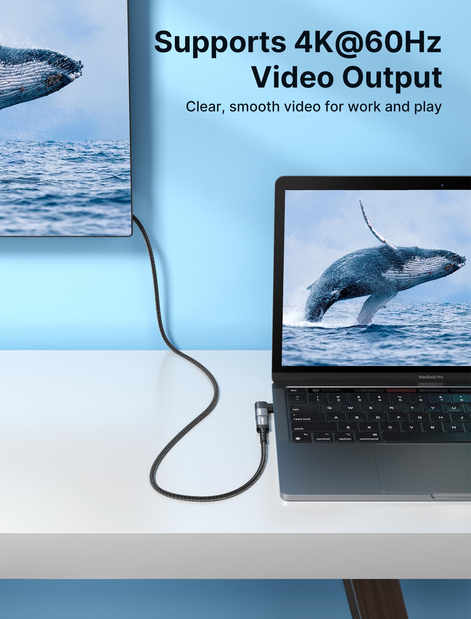 JSAUX Adapter USB C męski na USB C, żeński, 2-pak, transfer danych 40 Gb/s, PD 100 W, przedłużacz USB typu C 3.1, kompatybilny z MacBookiem, Steam Deck, ROG Ally, Switch, VR, iPhone 16/15, Samsung