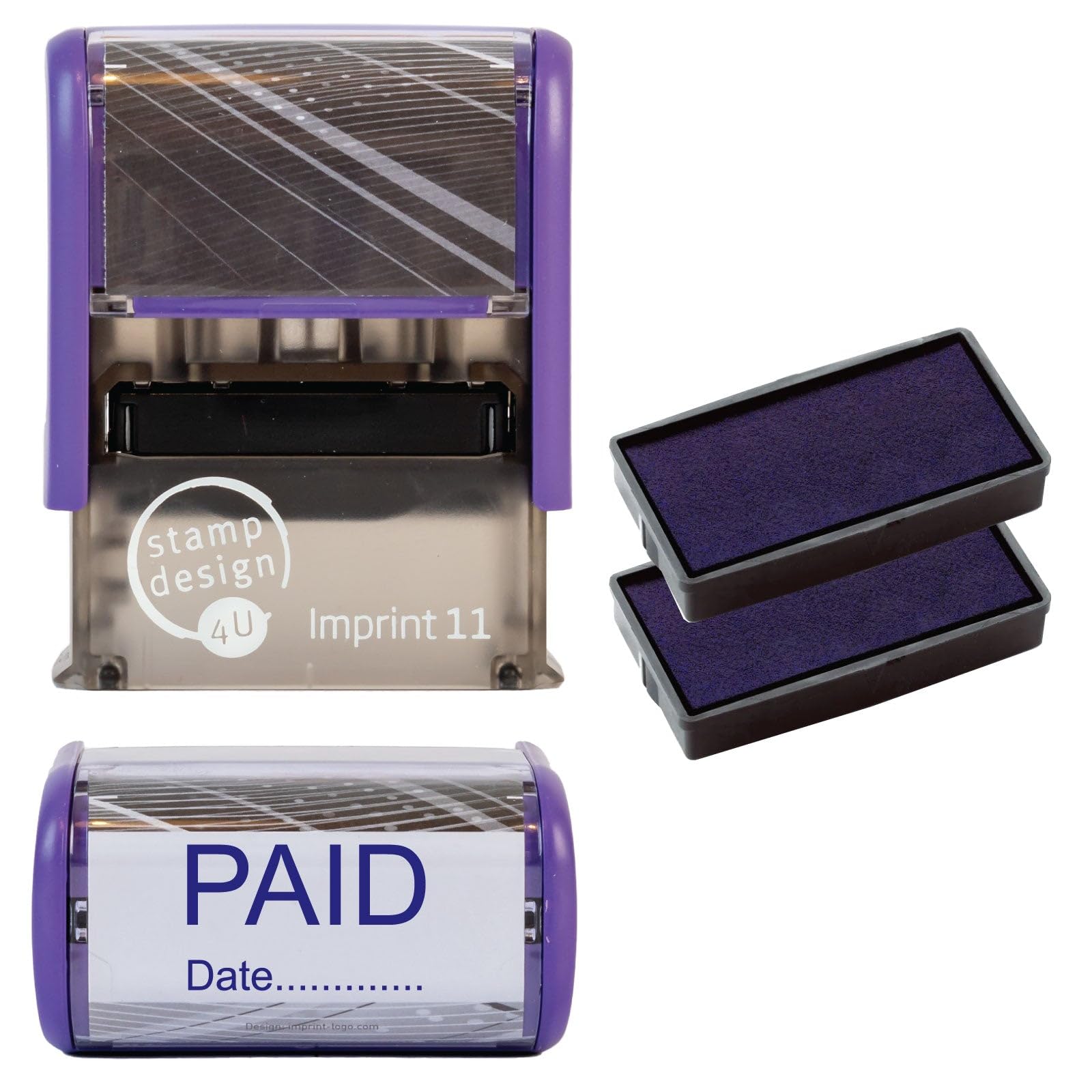 Paid with Date Rubber Stamp Self Inking- SD4U Imprint 11 38 x 14mm - Capital Bold Lettering to Ink Your Documents